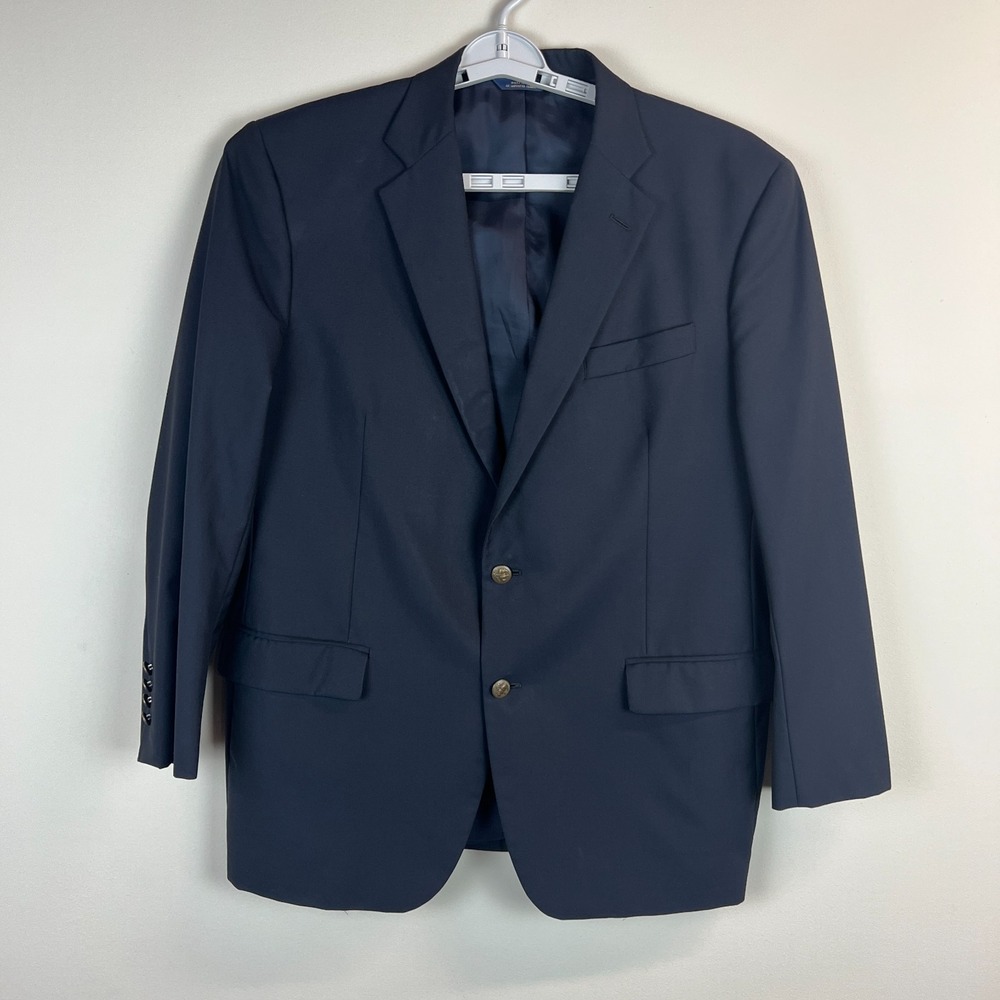 Brooks Brothers 1818 Madison Loro Piana Blazer Sport Coat Men 45R Navy Wool WEAR